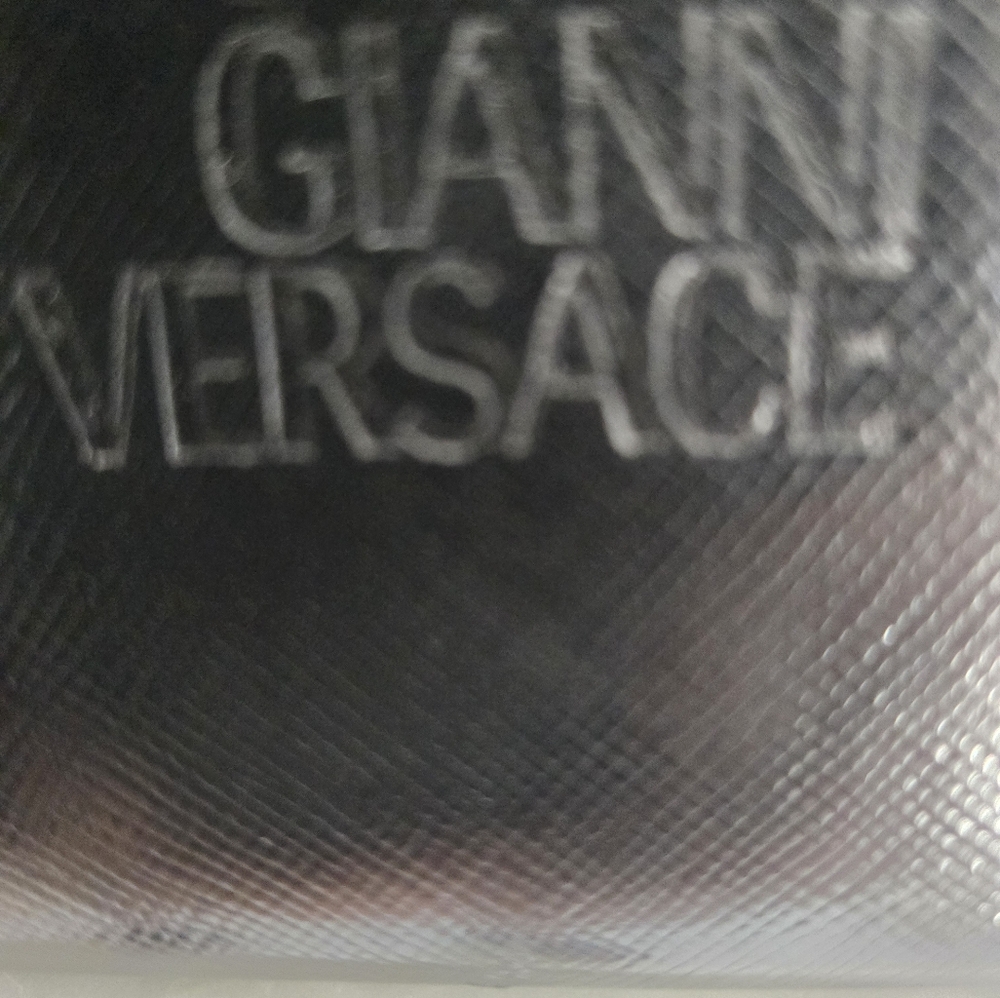 New Gianni Versace 2-Way Sunburst Black/Gold Leather Handbag w Dustbag - Picture 10 of 11